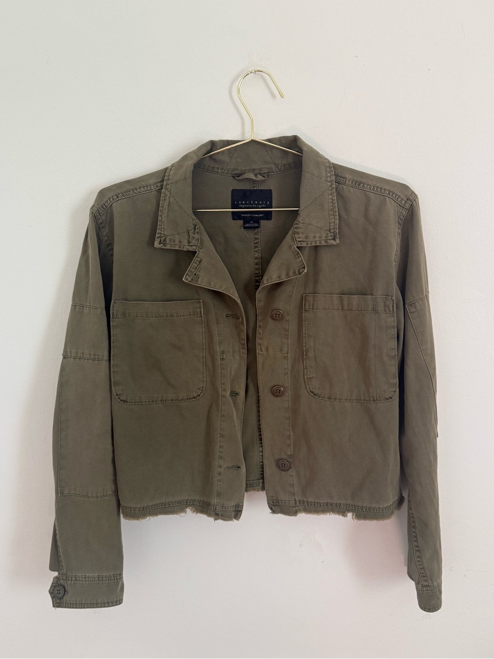 Army green crop shirt jacket